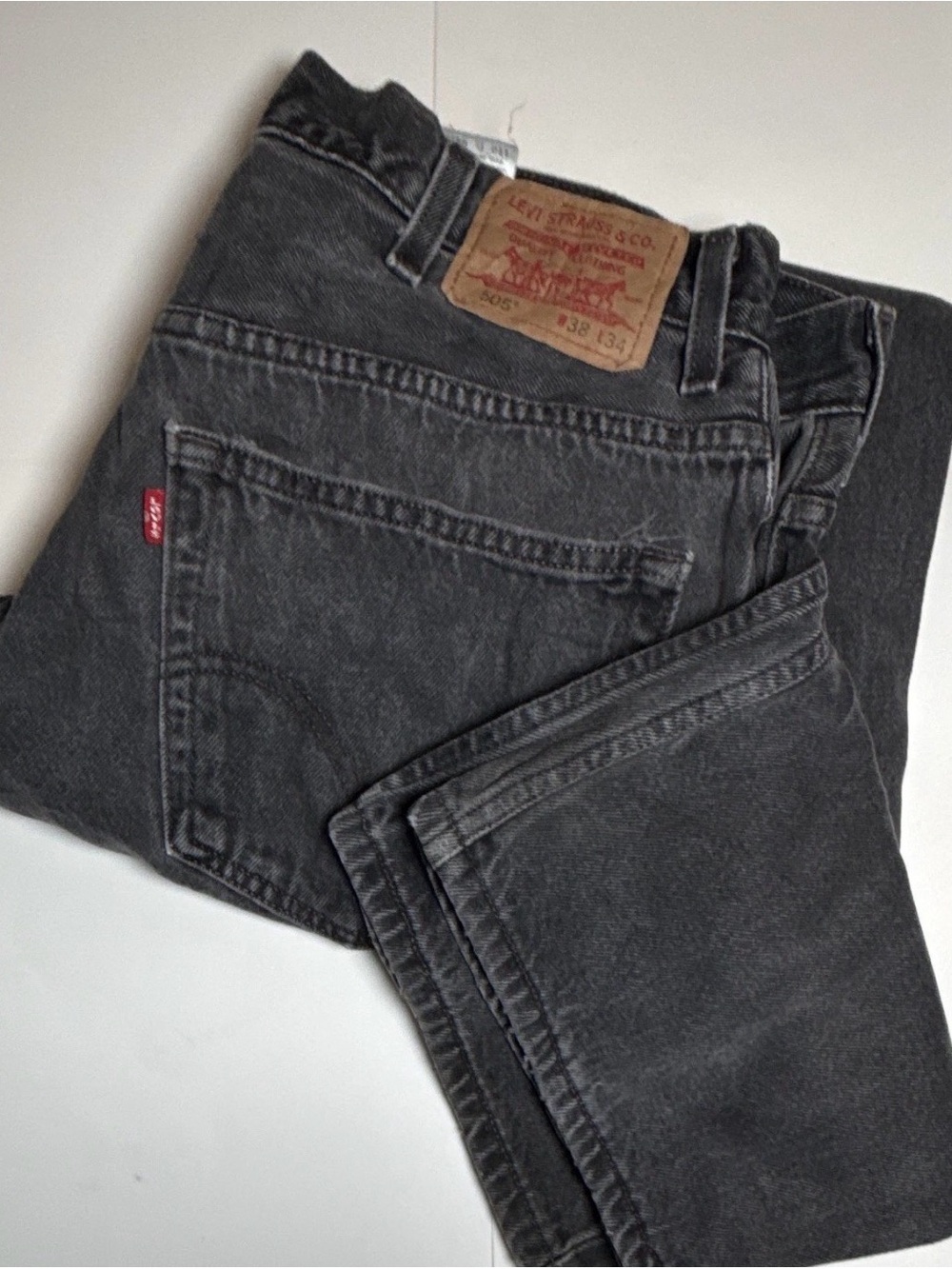 Levi's 505 Men's Washed Charcoal Black Slim Straight Denim Jeans 38x34